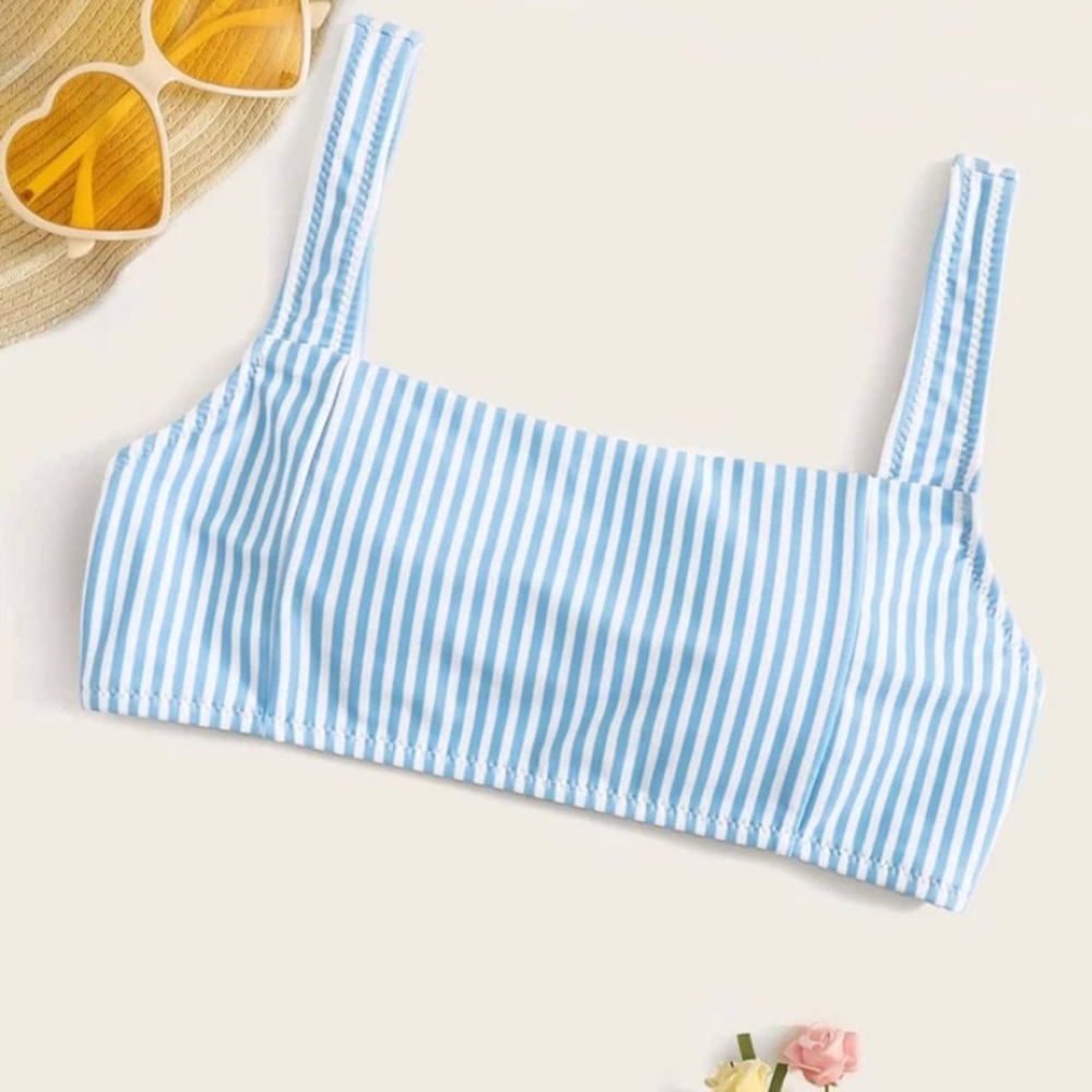Striped Print Tie Back Bikini Top
